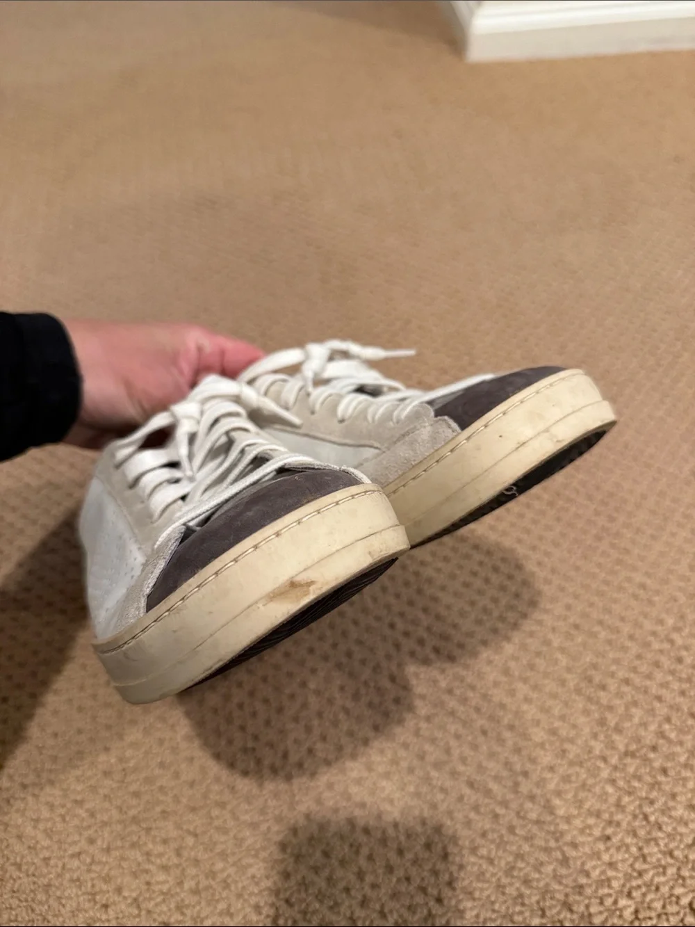 P448 Men's Low-Top Sneakers in White, Gray, and Taupe